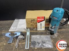 ●【中古品】マキタ makita 3707F トリマ 単相100V ビット・ガイド・付属品・説明書・箱付き