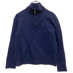 RALPH LAUREN ウールニット セーター キッズ 150～ ネイビー ラルフローレン 肘当て ハーフジップ 古着卸 アメリカ仕入 a702-5464のサムネイル