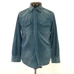 nano universe【ナノユニバース】 長袖ウエスタンシャツ【メンズM/コーデュロイ/青/blue】スナップボタン/Tops/Shirt◆BJ040-i
