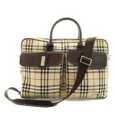 バーバリー BURBERRY ビジネスバッグ ハンドバッグ ショルダーバッグ 2way ナイロン レザー ノバチェック ロゴチャーム ベージュ 茶 ブラウン /YTのサムネイル