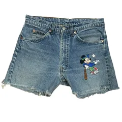 【90’s VINTAGE 】TOO CUTE (トゥーキュート) デニムショートパンツ ベースボールミッキーマウス刺繍 USA製