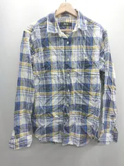 ◇ ⊂ ◎ Φ COMMECAISM コムサイズム チェック柄 長袖 シャツ サイズL ブルー メンズ E  【1410290064214】