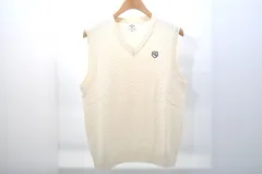 中古 メンズ キャロウェイ Callaway ベスト M 白 アイボリー Vネック ニット シンプル 総柄