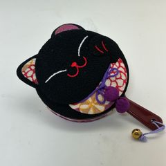 【和柄手鏡　NO.7】猫好きさん必見！縮緬の和柄手鏡🌸　１点物