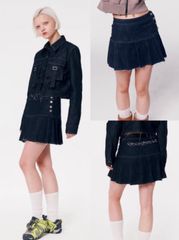 【runningHIGH】NON-FADE PLEATED DENIM SKIRT