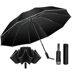 【在庫セール】AULIFLOWER 折りたたみ傘 大きいサイズ 10本骨 ワンタッチ自動開閉 逆折り式 折り畳み傘 軽量 耐強風 傘 メンズ 超撥水 梅雨対策 完全遮光 遮熱 日傘 晴雨兼用 UPF50+ UVカット おりたたみ傘 コンパクト 反射テープ 収納