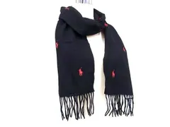 ■新品■未使用■ POLO RALPH LAUREN ポロラルフローレン ウール80％×カシミヤ20％ フリンジ マフラー 防寒具 ブラック系 FC9956