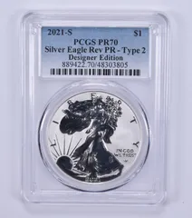 【新品】シルバー イーグル銀貨2021 Eagle PCGS MS70 T1 2021 Silver Eagle (Type 1) MS-70 PCGS (Last Production