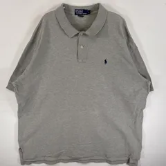 古着 90's/90年代 ポロバイラルフローレン Polo by Ralph Lauren 鹿の子 半袖 ポロシャツ ワンポイント ロゴ 刺繍 2ボタン 大きいサイズ XXL  グレー 無地 メンズ