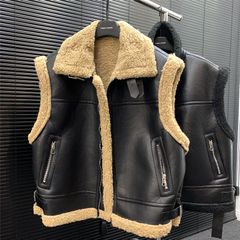 ボア　レザーベスト ベストムートン　shein ZARA系 ザラ 韓国　※2色