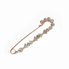 S2879 キラキラ ラインストーン リボン 安全ピン ブローチ