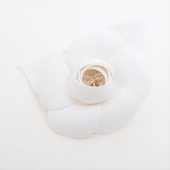 CHANEL シャネル カメリア ブローチ ファブリック ホワイト フランス製
