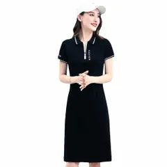 4XL_ブラック [Tenflow] ゴルフウェア ワンピース ゴルフ 半袖 レディース テニスウェア 女性用運動着 ゴルフドレス スポーツウェア Tシャツ GOLF 夏ゴルフ用品 通気 吸汗(4XL ブラック)