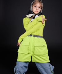 夢展望公式 [新品未使用] 配色カラーバルーンミニスカート [ライム] 他カラー別ページ有 bohmal スカート 台形（ミニ） 535799-01