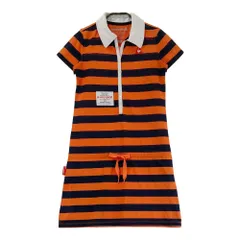 サイズ：S LE COQ GOLF ルコックゴルフ  半袖ポロワンピース ボーダー柄 オレンジ系 [240101435964] ゴルフウェア レディース ストスト