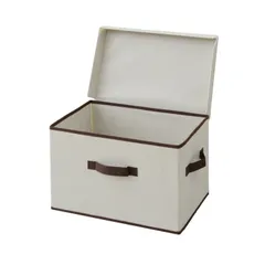 【新着商品】山善(YAMAZEN) フタ付き収納ボックス アイボリー(取手ブラウン) YTCF-1PF(IV)