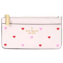 ケイトスペード カードケース katespade レザー ハート スタッズ マディソン ラージ スリム カードホルダー カードケース コインケース 小銭入れ 長財布 専用BOX付き パウダードシュガー KK197