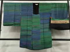 平和屋着物＃ファッションデザイナー コシノアヤコ 道行コート リバーシブル 霞文 暈し染め やまと誂製 反端付き ロング丈 逸品 CAAR9126id