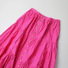 マークジェイコブス THE PRAIRIE SKIRT MARC JACOBS フロントスナップボタン ティアードフレアロングスカート 00/ピンク【2400013472197】のサムネイル