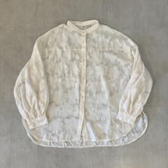 フラワーシフォン ジャガードボリュームスリーブシャツ【M】長袖シャツ
