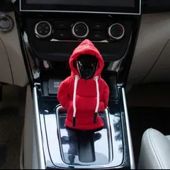 車内アクセサリー カーシフター保護カバー ギアシフタープロテクター ダストカバー 自動/手動変速機カバー 装飾 保護 面白い車の装飾 パーカーカーシフトノブカバー 汎用型カーシフトノブカバー 取り付け簡単 赤 レッドw2