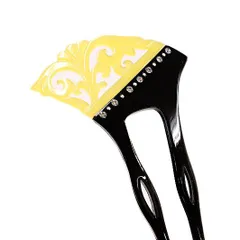 かんざし バチ型 髪飾り 成人式 振袖 前撮り 袴 留袖 訪問着 色無地 べっ甲風 黒 唐草 透かし柄 ラインストーン おしゃれ かわ No.9-4516