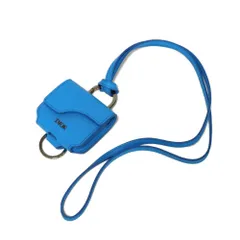 Dior ディオール Airpods Pro ケース フラップ マグネット スムース カーフ ネック ストラップ ロゴ メタル ブルー キーホルダー 2ADKH271UCL