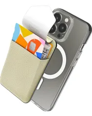 ★【滑り止めシリコンパッド追加】Sinjimoru Magsafe対応 iPhoneカードケース、蓋付きマグネット携帯カードホルダー SUICA 定期入れ  マグセーフ対応カード入れ ケース。Sinjipouch M-Flap ベージュ