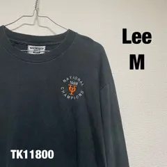Lee USA製 Tシャツ 長袖 M ブラック ロンT ワンポイント 刺繍 ナショナルチャンピオン シンプル クルーネック リー RN14666 古着 TK11800