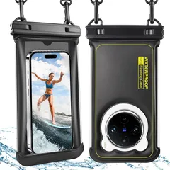 「水に浮く・クマ型」スマホ 防水ケース LILIYYA：IPX8 海 プール 防水スマホケース 完全防水 すまほ ぼうすい バッグ カバー ポーチ 水中 撮影 顔認証 通話 サイドボタン押し易い アイホン スマホ 携帯 防水 ショルダー 首掛け 海水浴 水 1