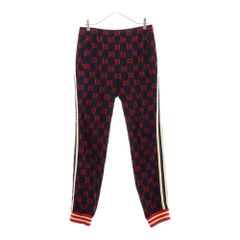 GUCCI (グッチ) 18SS GG Jacquard Sweat Pants GGジャカードスウェットテクニカルパンツ サイドシェリーライン総柄トラックパンツ ネイビー 496920-X9L13