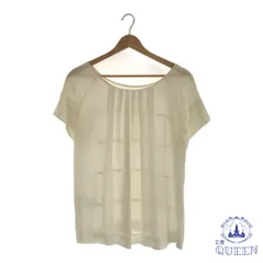 ☆美品☆ Spick&Span Noble スピックアンドスパンノーブル トップス ブラウス ボートネック 横ライン フリル 半袖 レディース ホワイト 日本製 901-8230 送料無料 古着