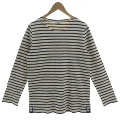 ナノユニバース nano universe Tシャツ 長袖 ロンT コットン ボーダー ネイビー 紺 ベージュ L