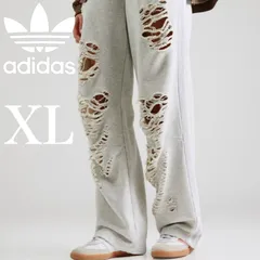 新品⭐️レディースXL/メンズM adidas ジョガー/スウェットパンツ ダメージ加工 ライトグレー×ホワイト