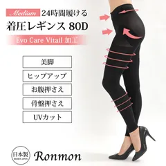 RONMON ロンモン 日本製 着圧レギンス レディース スパッツ 肌に優しい EvoCarVitail加工 アロエベラ ホホバオイル ビタミンE レギンス 美脚 美尻 ヒップアップ お腹押さえ 骨盤矯正 骨盤 ガードル UVカット ブランド 黒 送料無料