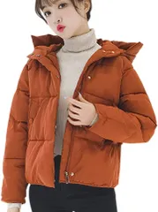 AIR BY(エアバイ) 中綿 ショートコート ダウン風 フード付き パーカー アウター 軽量 防寒 ブルゾン フードつき ジャケット A16-CAS( キャメル,  S)