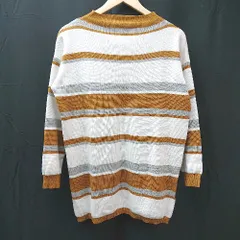 ◇ ikka イッカ ニット生地 柄物 ひざ丈 ワンピース サイズF ブラウン/ホワイト レディース E  【1304210008627】