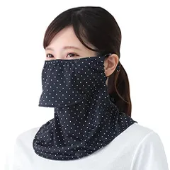 YAKeNU UV CUT MASK UVカットフェイスカバー ドットヤケーヌ 息苦しくないフェイスカバー (面ファスナー 595 ピンドットブラック)のサムネイル
