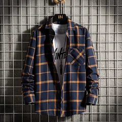 チェックシャツ メンズ カジュアルシャツ シャツ 長袖 チェック柄 開襟シャツ トップス カジュアル おしゃれ コーデ シンプル 春 秋服nuol773