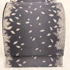 【美品】 袋帯 秀品 花びら シルエット 灰紫 全通 正絹 【中古】