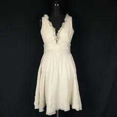 グレースコンチネンタル★ドット柄/絹/シルク100%/膝丈ノースリーブワンピース【36/レディース -S/ベージュ系】GRACE CONTINENTAL◆BF289<sale>