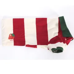 【お値下げ!】 グッチ GUCCI ペット用 ストライプ Tシャツ 695744 ZAJCN 6397 Lサイズ ウェブストライプ ロゴ刺繍 ストロベリーパッチ いちご 苺 ポロシャツ ドッグ 犬 わんちゃん 散歩 大型犬 中型犬 ペットウェア