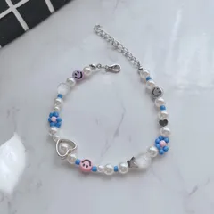 ビーズブレスレット　韓国ビーズアクセサリー　ビーズ　お花　ブレスレット