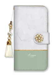 iPhoneX iPhoneXS ケース 手帳型 アイフォンX アイフォンXS スマホケース パール デコ付き ビジュー ストラップ付 大理石 マーブル柄 石目柄 バイカラー 韓国  ニュアンスカラー ピンク カラー01