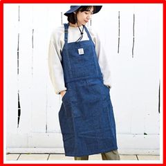 【送料無料】クリス(ネイビー) Style: クリス(引っ掛け紐付き) [レップ] エプロン (レディース メンズ) 引っ掛け紐付き おしゃれ デニム風 キャン
