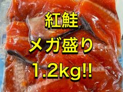 なまら安い‼️ おたる夢市場名物メガ盛りシリーズ　紅鮭切り落とし1.2kg‼️