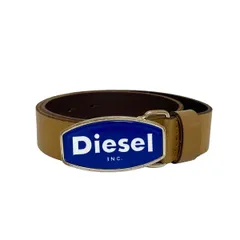新品未使用⭐︎DIESEL ブラウンレザーベルト タグ付き DIESEL】レザーベルト 型押し ライトブラウン 美品 - メルカリ