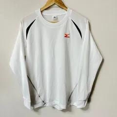 (^w^)b MIZUNO ミズノ クルーネック 長袖Tシャツ カットソー ロンT トップス ロゴ刺繍 ポリエステル100% シンプル スポーツ 運動 トレーニングウェア ホワイト 白 メンズ サイズL