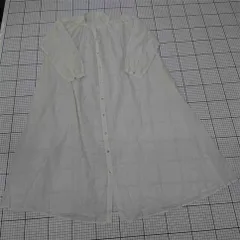 ◇ Θ Alma Design アルマデザイン バンドカラー 長袖 膝下丈 シャツ ワンピース サイズM アイボリー系 レディース E  【1509300004736】