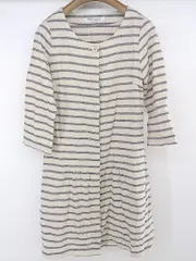 ◇ BEAUTY&YOUTH UNITED ARROWS リネン混 ボーダー 長袖 ミニ ワンピース ライトベージュ系 グレー レディース P  【中古】 【1209130004028】